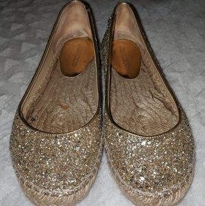 Jimmy Choo gold glitter espadrilles